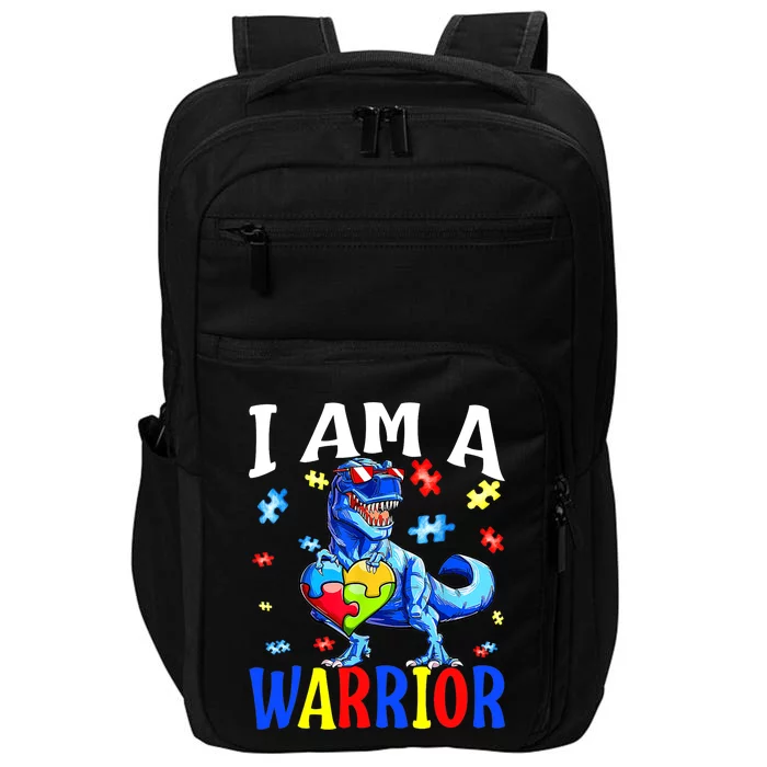 I Am A Warrior Autism Family Dinosaur Autism Awareness Impact Tech Backpack