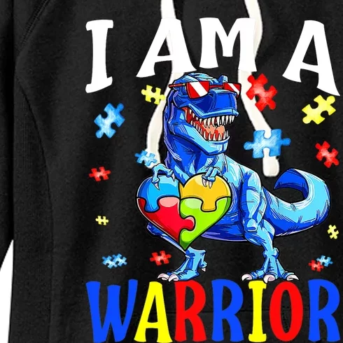 I Am A Warrior Autism Family Dinosaur Autism Awareness Women's Fleece Hoodie