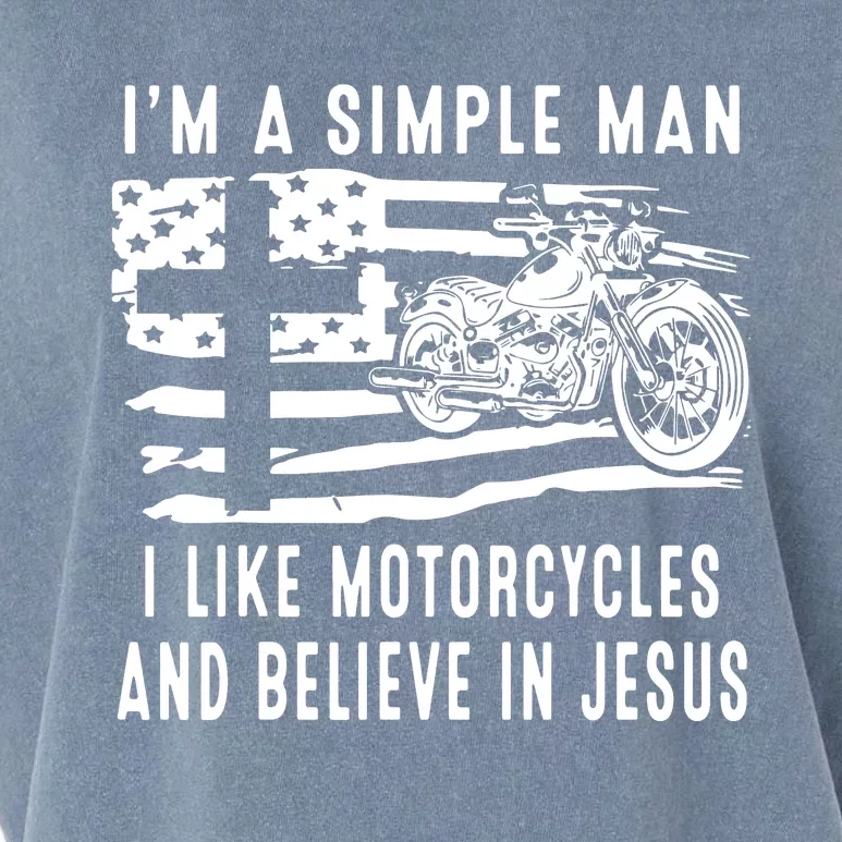 I Am A Simple Man I Like Motorcycles And Believe In Jesus Garment-Dyed Women's Muscle Tee