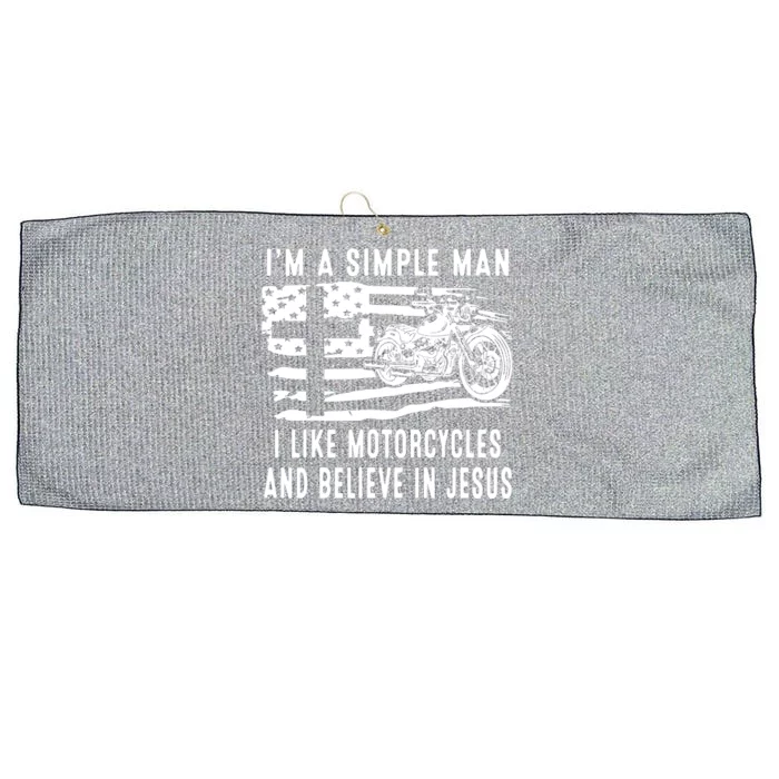 I Am A Simple Man I Like Motorcycles And Believe In Jesus Large Microfiber Waffle Golf Towel