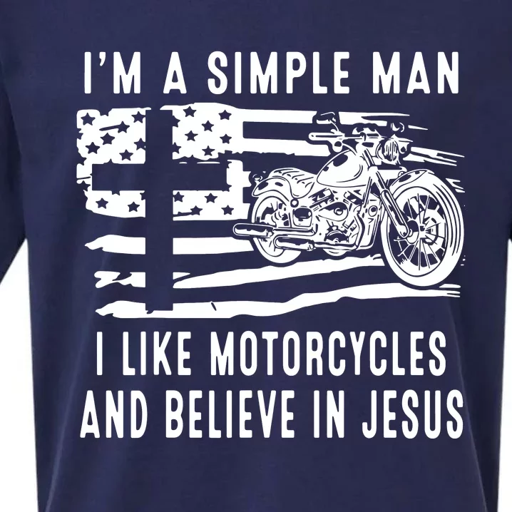 I Am A Simple Man I Like Motorcycles And Believe In Jesus Sueded Cloud Jersey T-Shirt