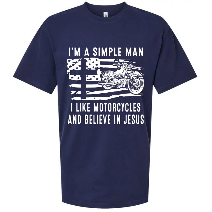 I Am A Simple Man I Like Motorcycles And Believe In Jesus Sueded Cloud Jersey T-Shirt