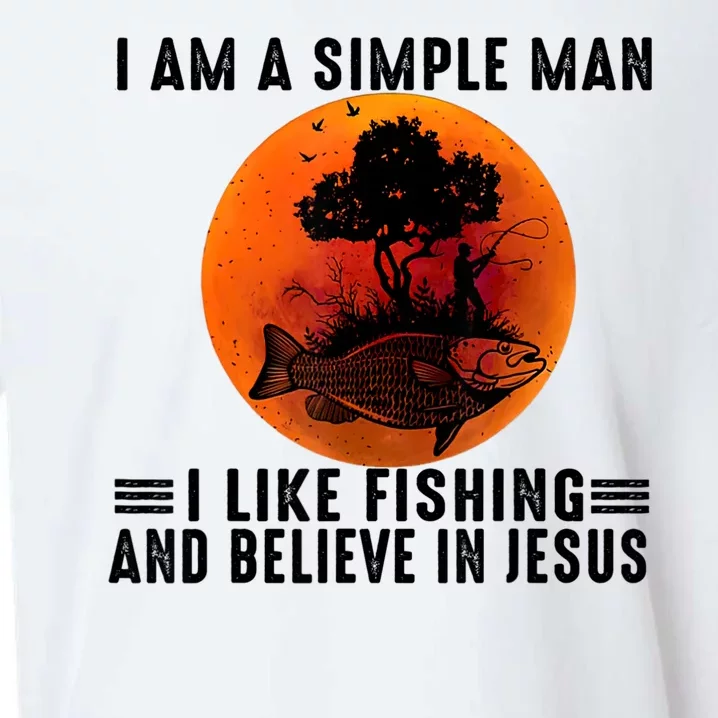 I Am A Simple Man I Like Fishing And Believe In Jesus Sueded Cloud Jersey T-Shirt