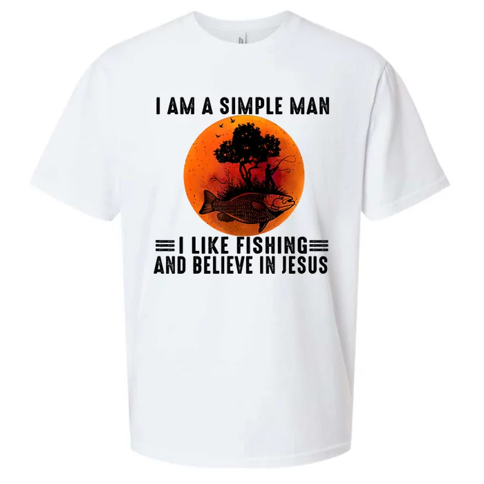 I Am A Simple Man I Like Fishing And Believe In Jesus Sueded Cloud Jersey T-Shirt