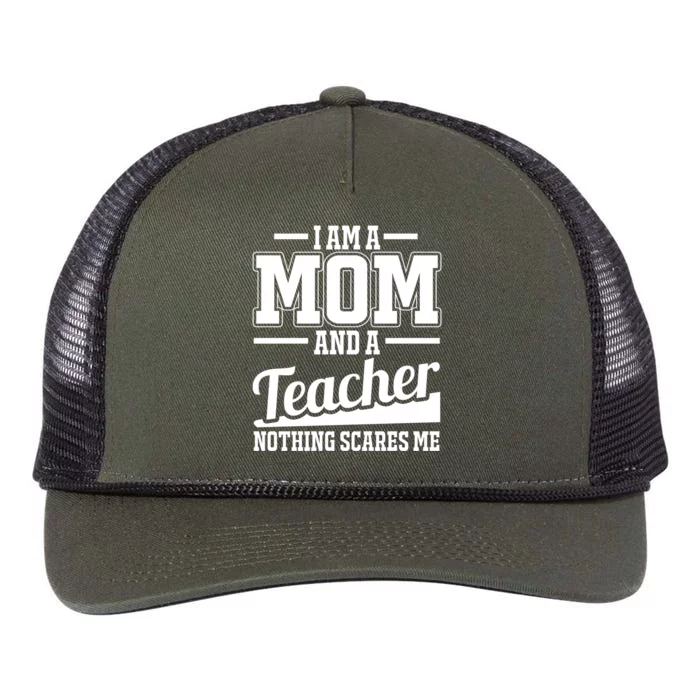 I Am A Mom And A Teacher Gift Retro Rope Trucker Hat Cap