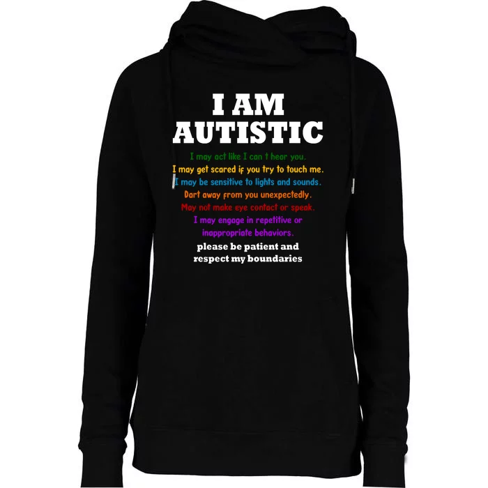 I Am Autistic Please Be Patient Womens Funnel Neck Pullover Hood