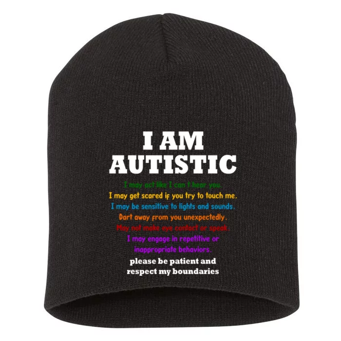 I Am Autistic Please Be Patient Short Acrylic Beanie