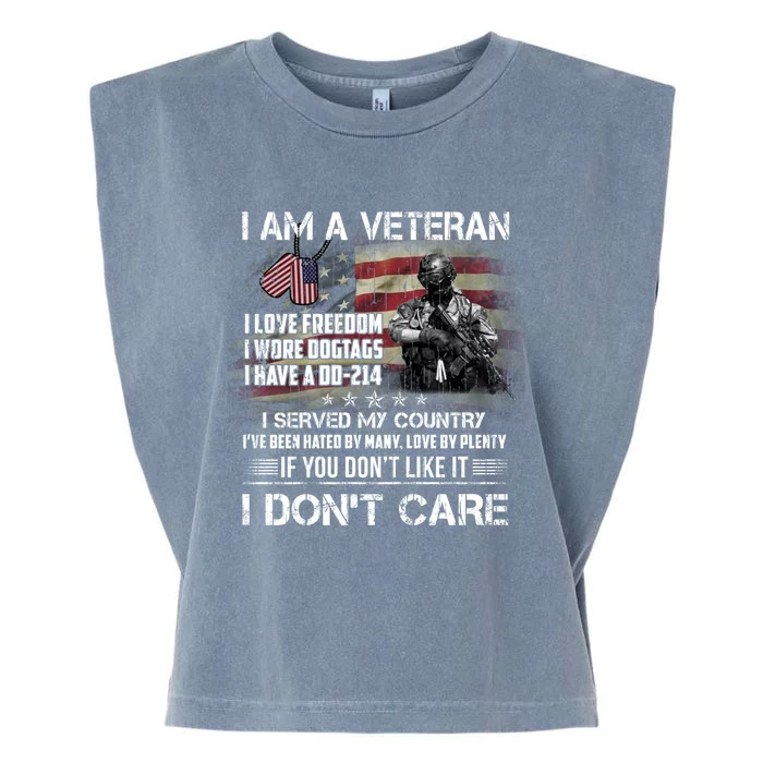 I Am A Veteran I Love Freedom My Country Funny Veteran Gift Garment-Dyed Women's Muscle Tee