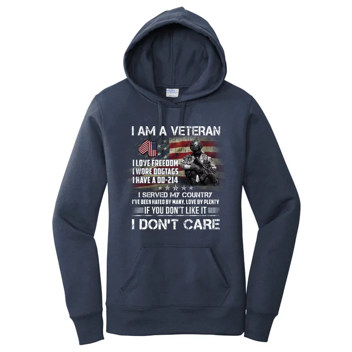 I Am A Veteran I Love Freedom My Country Funny Veteran Gift Women's Pullover Hoodie