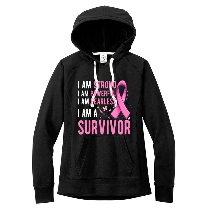 I Am A Survivor Breast Cancer Awareness Pink October Women's Fleece Hoodie