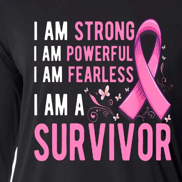 I Am A Survivor Breast Cancer Awareness Pink October Cooling Performance Long Sleeve Crew