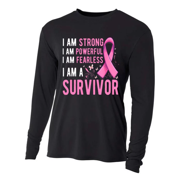 I Am A Survivor Breast Cancer Awareness Pink October Cooling Performance Long Sleeve Crew