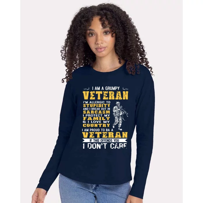 I Am A Grumpy Veteran Proud To Be Veteran Womens Cotton Relaxed Long Sleeve T-Shirt