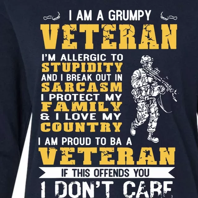 I Am A Grumpy Veteran Proud To Be Veteran Womens Cotton Relaxed Long Sleeve T-Shirt