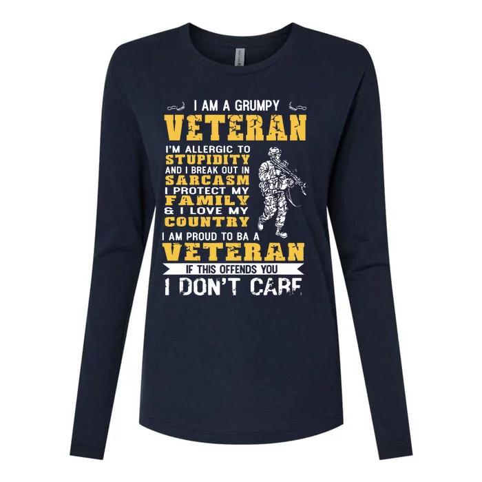 I Am A Grumpy Veteran Proud To Be Veteran Womens Cotton Relaxed Long Sleeve T-Shirt