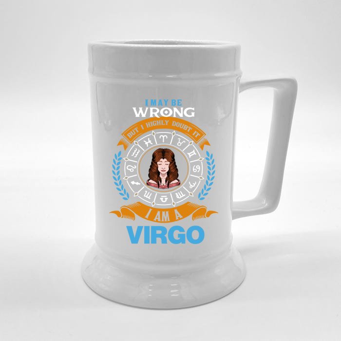 I Am A Virgo Astrology Zodiac August September Birthday Great Gift Front & Back Beer Stein