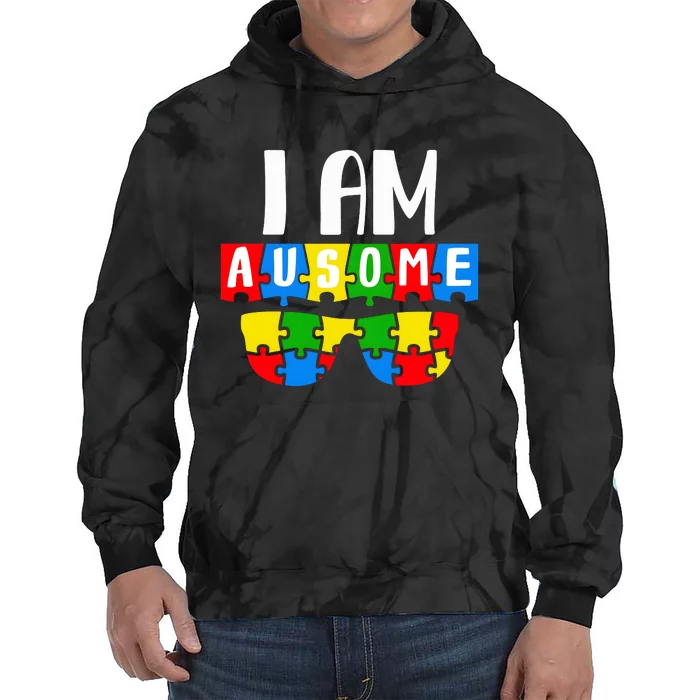 I Am Ausome Autism Puzzle Autism Awareness Month Tie Dye Hoodie