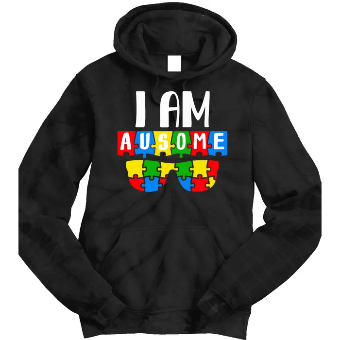 I Am Ausome Autism Puzzle Autism Awareness Month Tie Dye Hoodie