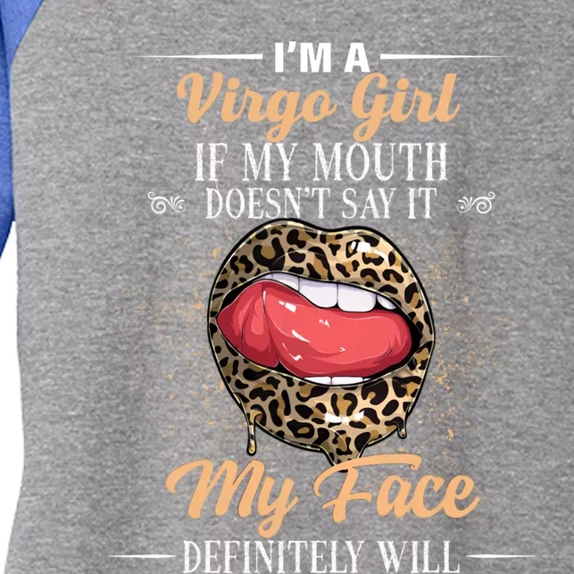 I Am A Virgo Leopard Lip Birthday Astrology Zodiac Sign Funny Gift Women's Tri-Blend 3/4-Sleeve Raglan Shirt