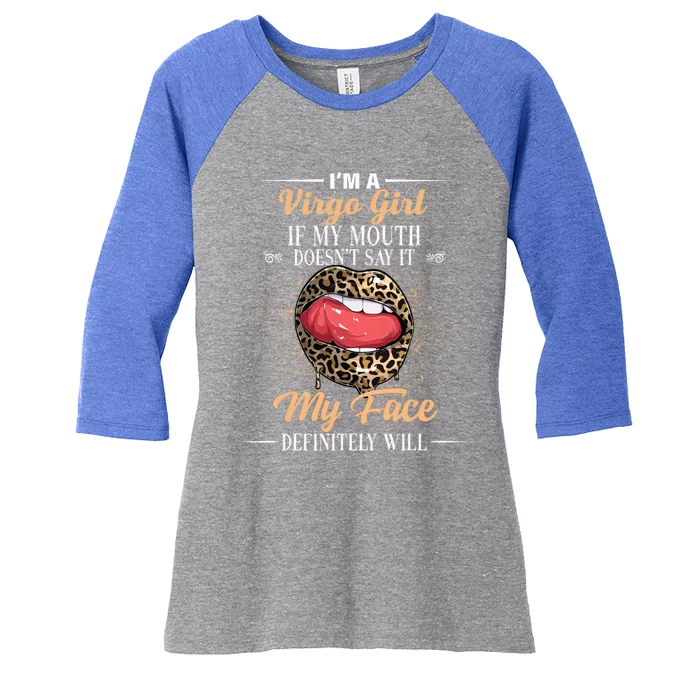 I Am A Virgo Leopard Lip Birthday Astrology Zodiac Sign Funny Gift Women's Tri-Blend 3/4-Sleeve Raglan Shirt