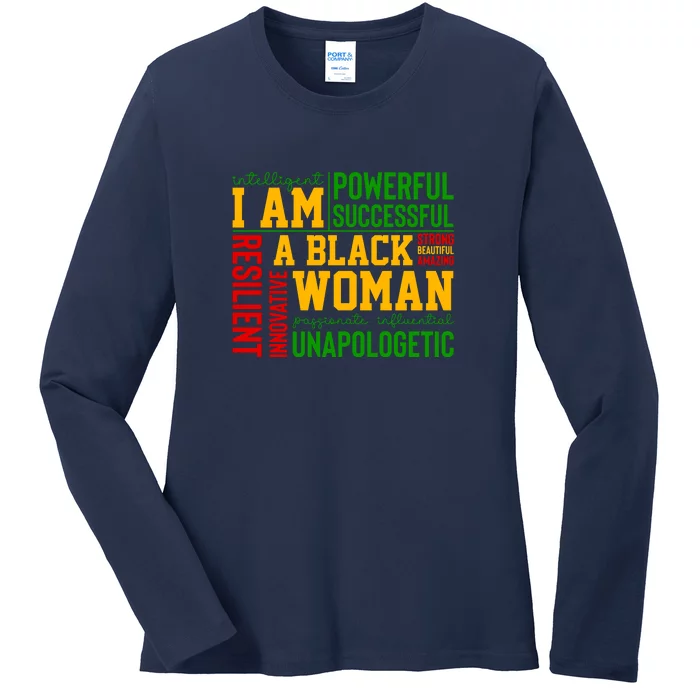 I Am A Black Woman Juneteenth Since 1865 Afro America Gift Ladies Long Sleeve Shirt