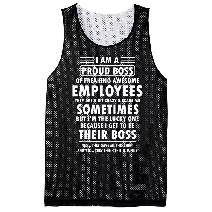 I Am A Proud Boss Of Freaking Awesome Employees Funny Boss Mesh Reversible Basketball Jersey Tank