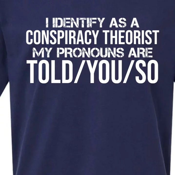 Identify As A Conspiracy Theorist Pronouns Are Told You So Sueded Cloud Jersey T-Shirt