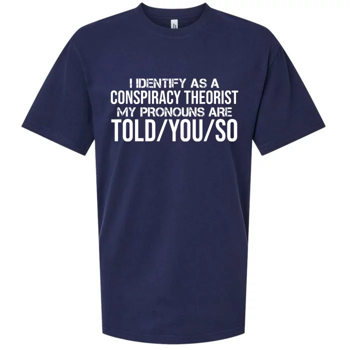 Identify As A Conspiracy Theorist Pronouns Are Told You So Sueded Cloud Jersey T-Shirt