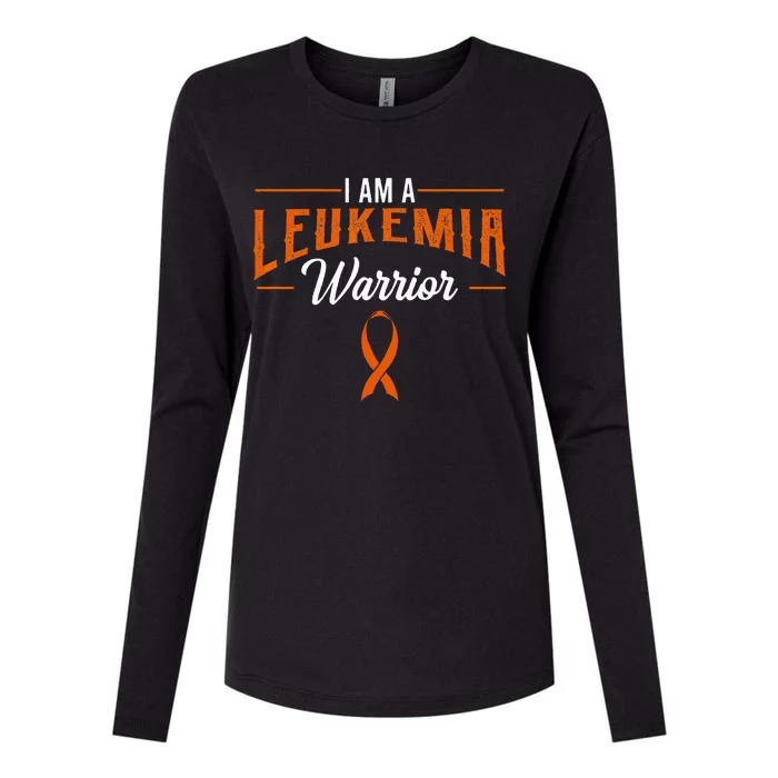 I Am A Leukemia Warrior Blood Cancer Awareness Orange Ribbon Womens Cotton Relaxed Long Sleeve T-Shirt