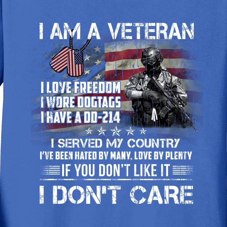 I Am A Veteran I Love Freedom My Country Funny Veteran Gift Kids Long Sleeve Shirt