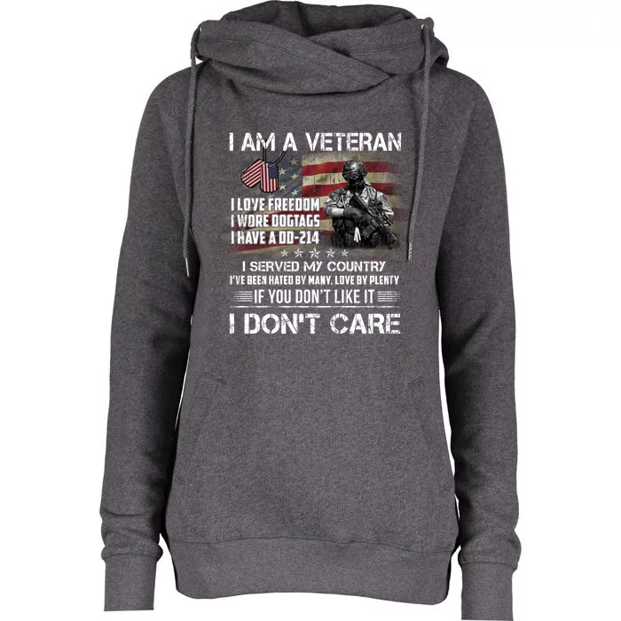 I Am A Veteran I Love Freedom My Country Funny Veteran Gift Womens Funnel Neck Pullover Hood