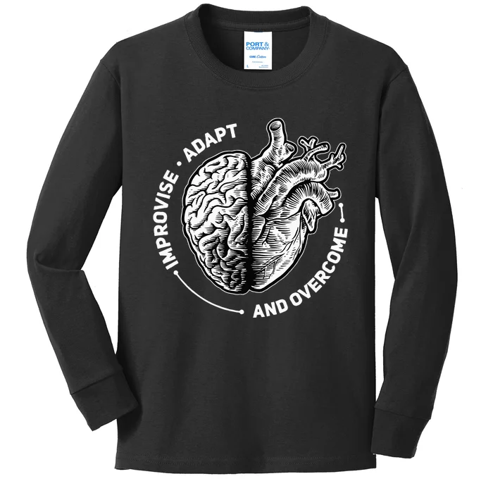 Improvise Adapt And Overcome Encouraging Doctor Heart Love Kids Long Sleeve Shirt