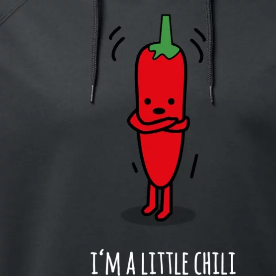 I Am A Little Chili Funny Punny Cartoon Design Best Gift Performance Fleece Hoodie