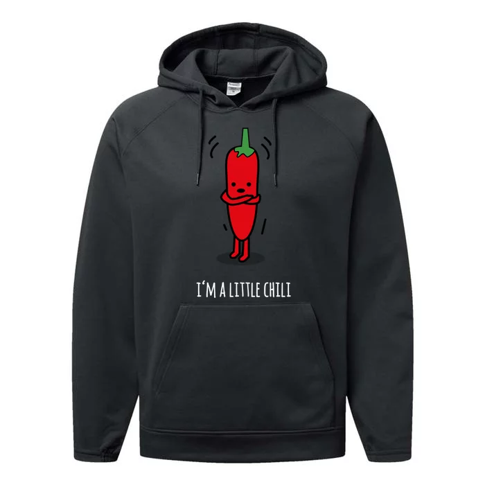 I Am A Little Chili Funny Punny Cartoon Design Best Gift Performance Fleece Hoodie