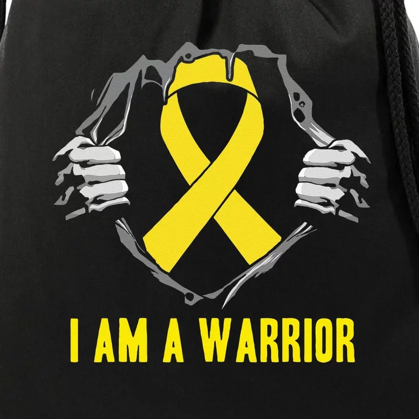 I Am A Warrior Childhood Cancer Awareness Drawstring Bag