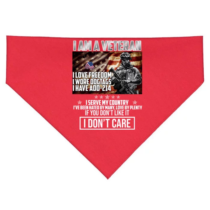 I Am A Veteran If You Don't Like It I Don't Care USA-Made Doggie Bandana