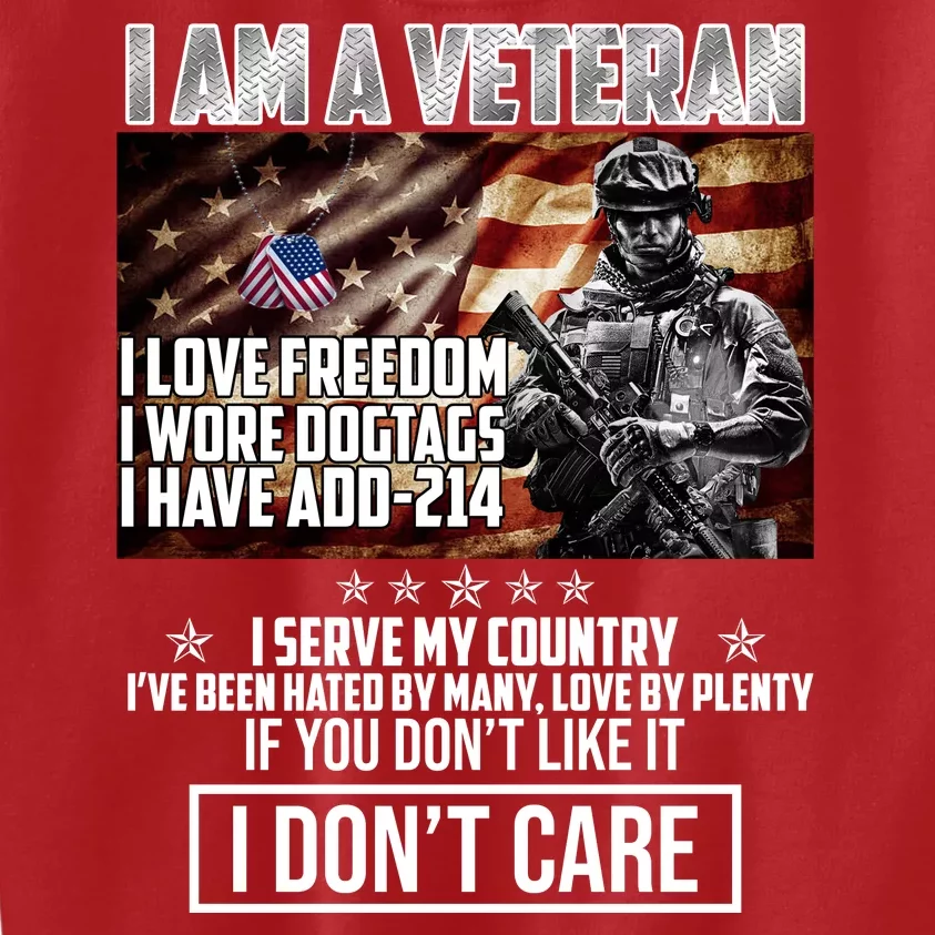 I Am A Veteran If You Don't Like It I Don't Care Kids Sweatshirt