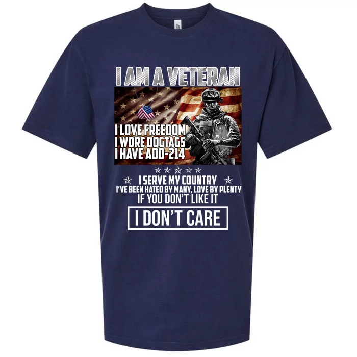 I Am A Veteran If You Don't Like It I Don't Care Sueded Cloud Jersey T-Shirt