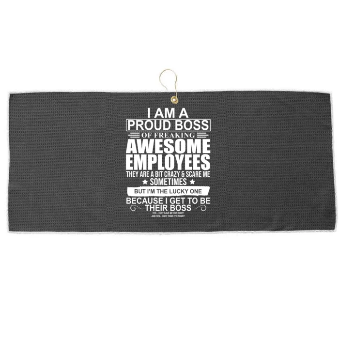 I Am A Proud Of Freaking Awesome Employees Funny Gift Large Microfiber Waffle Golf Towel