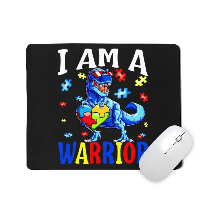 I Am A Warrior Autism Family Dinosaur Autism Awareness Mousepad