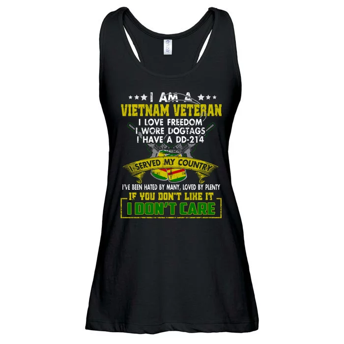 I Am A US Army Vietnam Veteran I Love Freedom Support Veteran Gifts Ladies Essential Flowy Tank