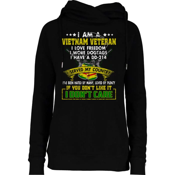 I Am A US Army Vietnam Veteran I Love Freedom Support Veteran Gifts Womens Funnel Neck Pullover Hood