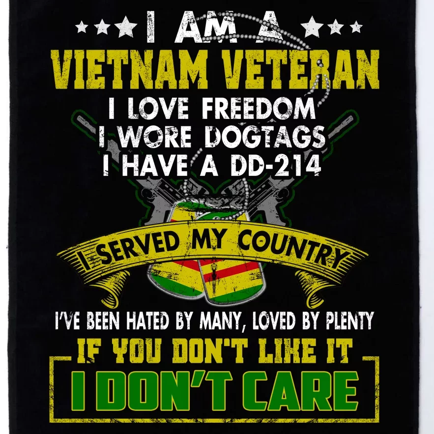 I Am A US Army Vietnam Veteran I Love Freedom Support Veteran Gifts Platinum Collection Golf Towel