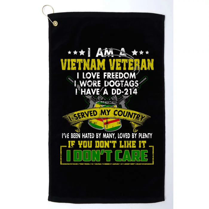 I Am A US Army Vietnam Veteran I Love Freedom Support Veteran Gifts Platinum Collection Golf Towel