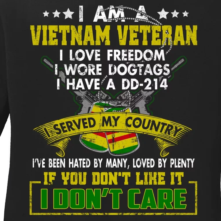 I Am A US Army Vietnam Veteran I Love Freedom Support Veteran Gifts Ladies Long Sleeve Shirt