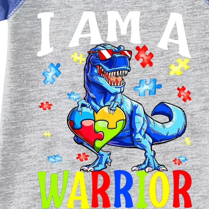 I Am A Warrior Autism Family Dinosaur Autism Gift Infant Baby Jersey Bodysuit