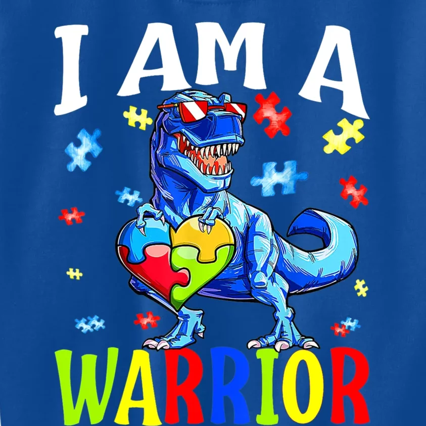 I Am A Warrior Autism Family Dinosaur Autism Gift Kids Sweatshirt