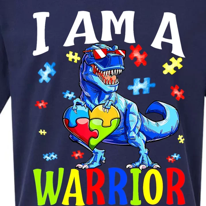 I Am A Warrior Autism Family Dinosaur Autism Gift Sueded Cloud Jersey T-Shirt