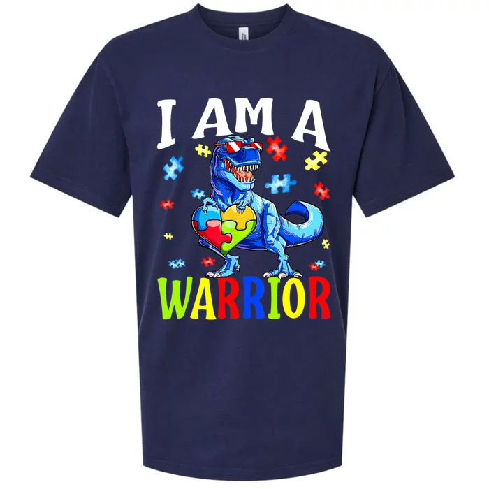 I Am A Warrior Autism Family Dinosaur Autism Gift Sueded Cloud Jersey T-Shirt