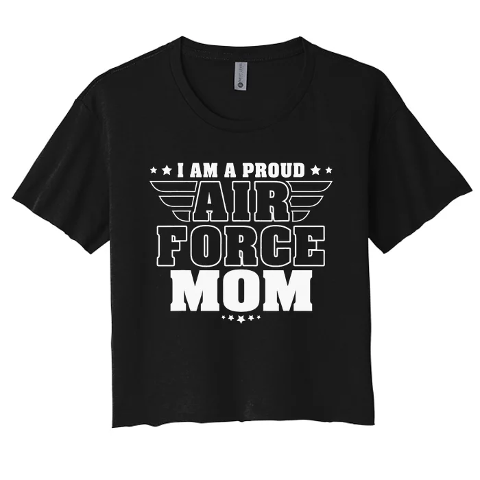 I Am A Proud Mom Patriotic Pride Military Mother Women's Crop Top Tee